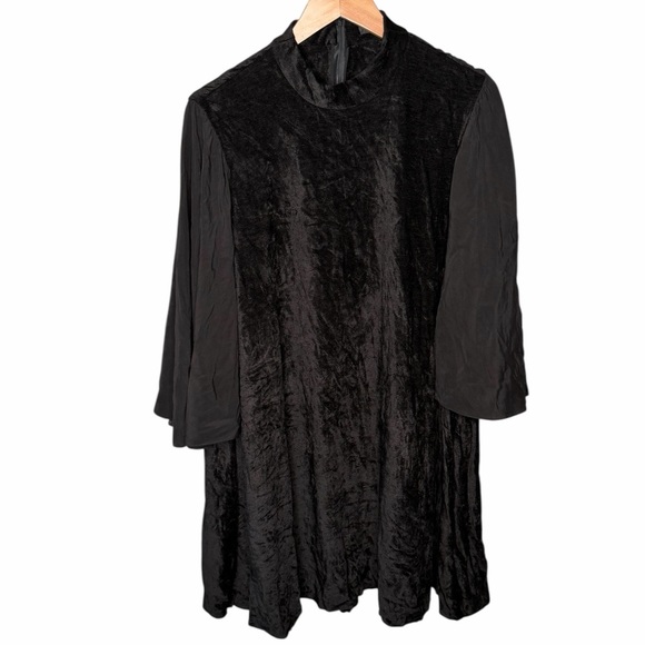 Norisol Ferrari NYC Avant-Garde Velvet Mini Dress Draped Sleeves Rare Sample - Picture 2 of 9